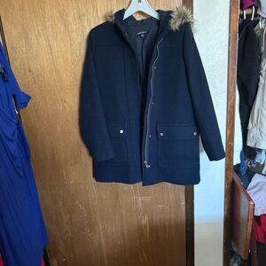 Black Hooded Coat with Gold Accents